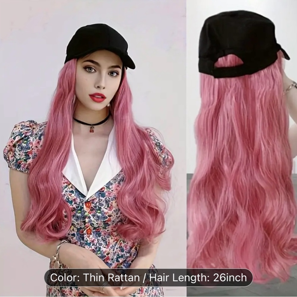 NEW - Hat Wig with a Baseball Cap Design, Featuring Long Wavy Curls